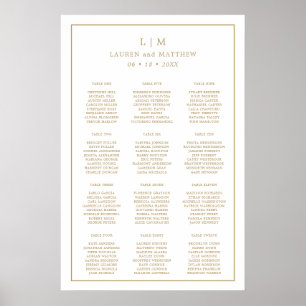 Einfache antike Gold Monogram Elegante Hochzeit Poster