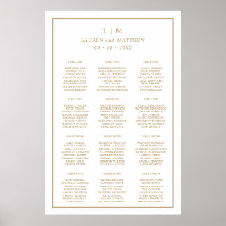 Einfache antike Gold Monogram Elegante Hochzeit Poster