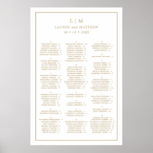 Einfache antike Gold Monogram Elegante Hochzeit Poster