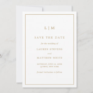 Einfache antike Gold Monogram Elegante Hochzeit Save The Date