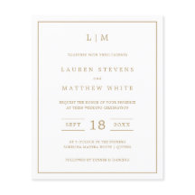 Einfache antike Gold Monogram Hochzeit Einladung