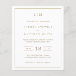 Einfache antike Gold Monogram Hochzeit Einladung