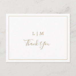 Einfache antike Gold Monogram Hochzeit Vielen Dank Postkarte