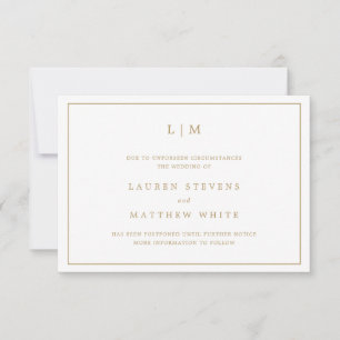 Einfache antike Gold Monogram Hochzeitverlängerung Einladung