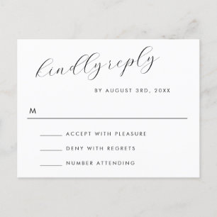 Einfache Antwort Skript Hochzeitsantwort RSVP-Kart Postkarte