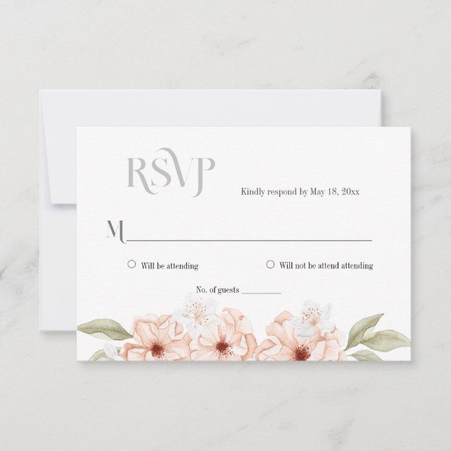 Einfache Antwortkarte für den weichen Pfirsich RSVP Karte (Vorderseite)