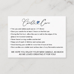 Einfache Anweisungen zur Kerzenpflege / Hinzufügen Visitenkarte