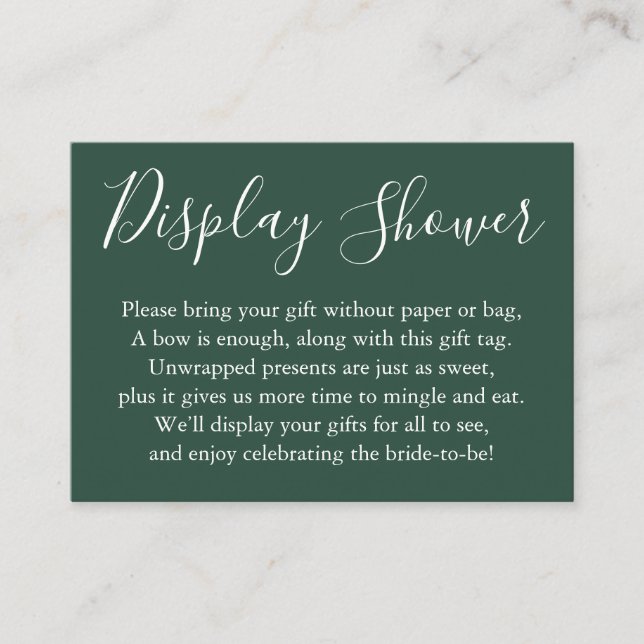 Einfache Anzeige Brautparty dunkelgrün Begleitkarte (Vorderseite)