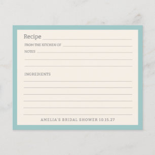 Einfache Aqua Blue Border Personalisierte Rezept K