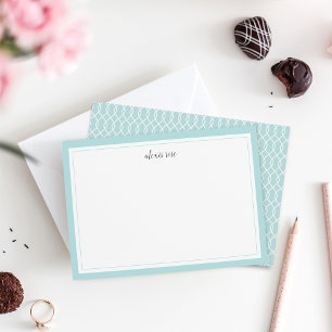 Einfache Aqua grenzt an Personalisierte Stationery Mitteilungskarte
