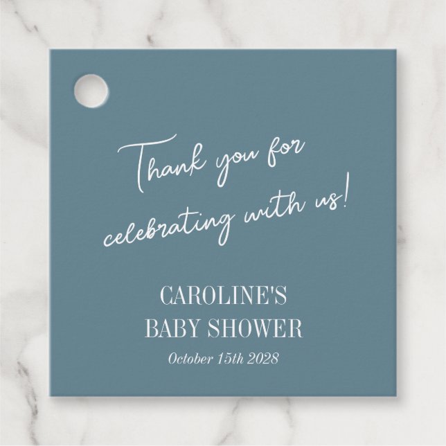 Einfache Aquamarin Blue Minimalistisch Custom Baby Geschenkanhänger (Vorderseite)