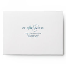 Einfache Aquamarin Blue Minimalistisch Monogram No