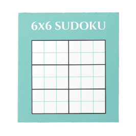 Einfache Aquamarine 6 x 6 Sudoku-Grid-Vorlage Notizblock