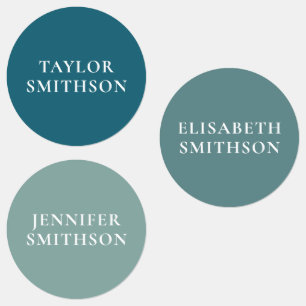 Einfache Aquamarine Blue-Personalisiert-Name-Aufkl Etiketten