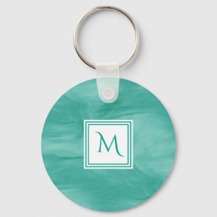 Einfache Aquamarine grüne Marmor Moderne Monogram Schlüsselanhänger