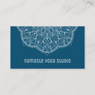 Einfache Aquamarine Hand Drawn Mandala Visitenkarte