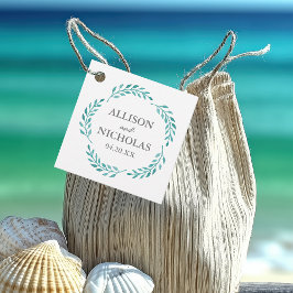 Einfache Aquamarine Hochzeit am botanischen Strand Geschenkanhänger