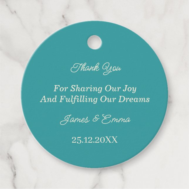 Einfache Aquamarine Hochzeit Geschenkanhänger (Vorderseite)