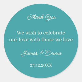 Einfache Aquamarine Hochzeit Runder Aufkleber