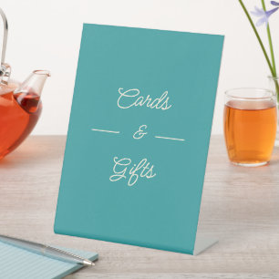 Einfache Aquamarine Hochzeitskarten und Geschenke Sockelschild