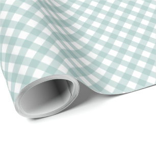 Einfache aquamarine Karo niedlich Gingham kariert Geschenkpapier