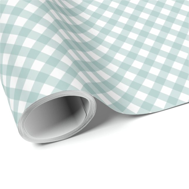 Einfache aquamarine Karo niedlich Gingham kariert Geschenkpapier (Rolleneckpunkt)