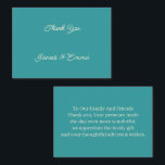 Einfache, Aquamarine, maßgeschneiderte Hochzeit Vi Mitteilungskarte<br><div class="desc">Unsere einfache, maßgeschneiderte Hochzeitskarte, die perfekte Art, Ihre Dankbarkeit an Ihre Gäste für die Teilnahme an Ihrem besonderen Tag, Made mit Premium-Qualität Cardstock und mit einem schönen Design, ist diese Karte sicher, einen bleibenden Eindruck zu machen. Die Vorderseite der Karte enthält die Worte "Danke" geschrieben in elegantem Skript, mit Pärchennamen,...</div>