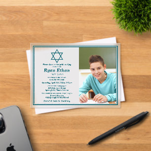 Einfache Aquamarine Star von David Foto Bar Mitzva Acryleinladungen