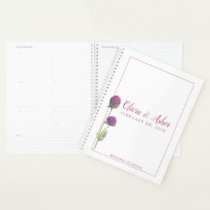 Einfache Aquarell-Amaranth-Distel-Blumenhochzeit Planer