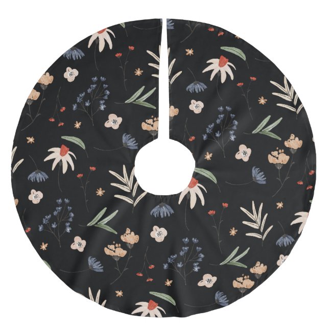 Einfache Aquarell-Blume 1 Polyester Weihnachtsbaumdecke (Vorderseite)