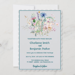 Einfache Aquarell-Wildblumenstrauß Flora Hochzeit Save The Date