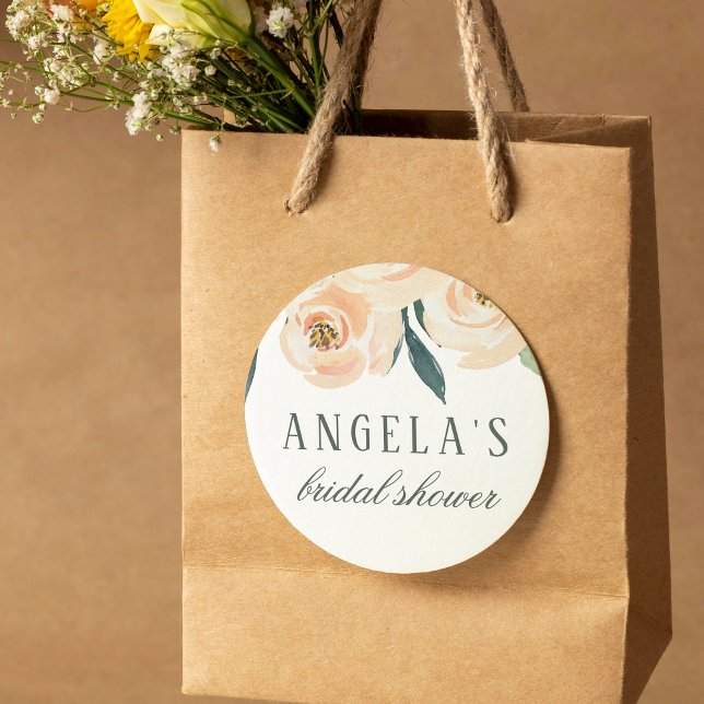 Einfache Aquarellfarbe Name und Brautparty Runder Aufkleber (Round Sticker Mock-up)