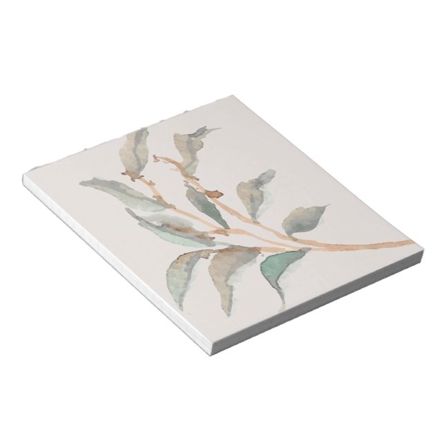 Einfache Aquarellfarben Blätter Moderne Grün und R Notizblock (angewinkelt)