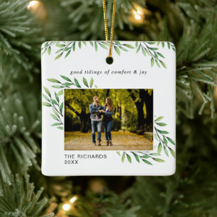 Einfache Aquarellfarben Blätter Modernes Foto Keramikornament