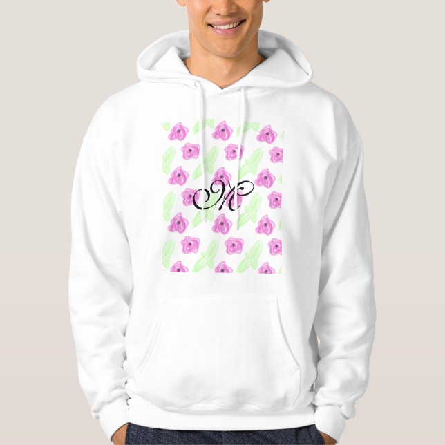 Einfache Aquarellfarben-Rosa-Blume Hoodie (Vorderseite)