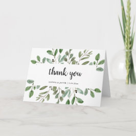 Einfache Aquarellgrün und Skript | Danke Karte