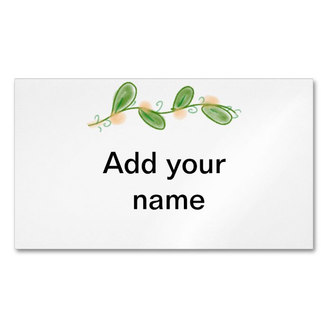 Einfache Aquarellgrüne Blattmonografie Magnetische Visitenkarte (Vorderseite)