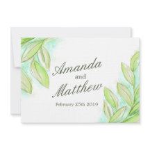 Einfache Aquarellquelle Blätter Hochzeit einladen