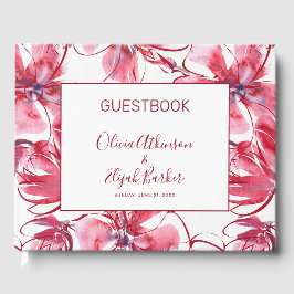 Einfache Aquarellrot-Blume Gästebuch