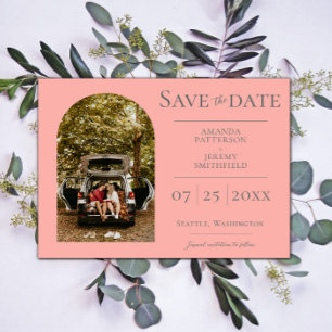 Einfache Arch-Foto   Korallen- Save-the-Date Save The Date
