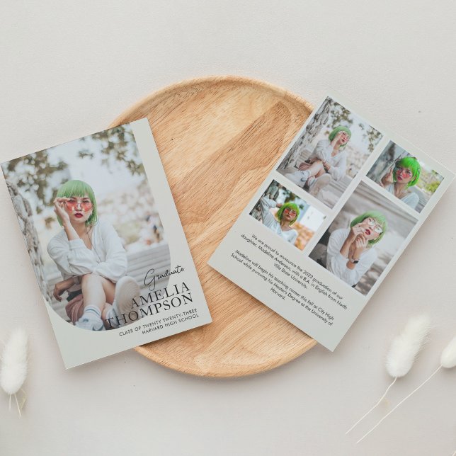 Einfache Arch Light Beige Foto Collage Abschluss Ankündigung (Von Creator hochgeladen)