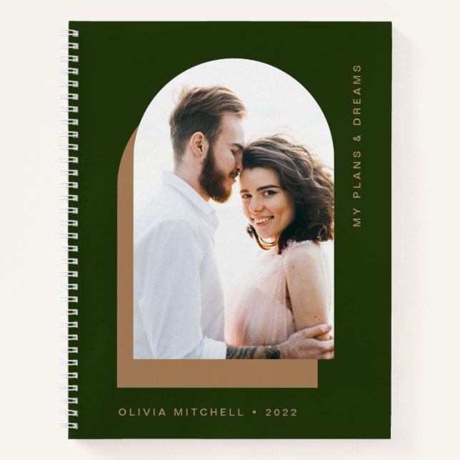 Einfache Arche | Modern Forest Green mit Foto Notizbuch (Vorderseite)
