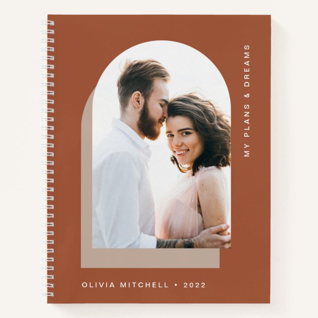 Einfache Arche | Moderne Terracotta mit Foto Notizbuch (Vorderseite)