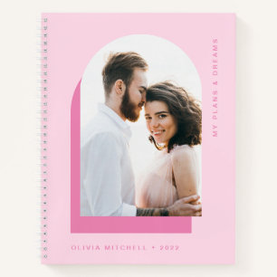 Einfache Arche Modernes Rosa mit Foto Notizbuch