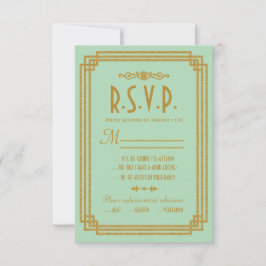 Einfache Art Deco Mint Hochzeitskarten RSVP Karte