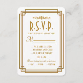 Einfache Art Deco White Wedding RSVP Response Card