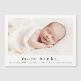 Einfache Art Modernes Baby Foto Geburt Magneteinladung