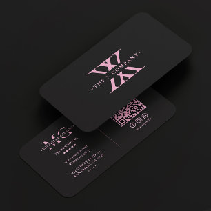 Einfache Ästhetik Schwarz Rosa Monogramm X Visitenkarte