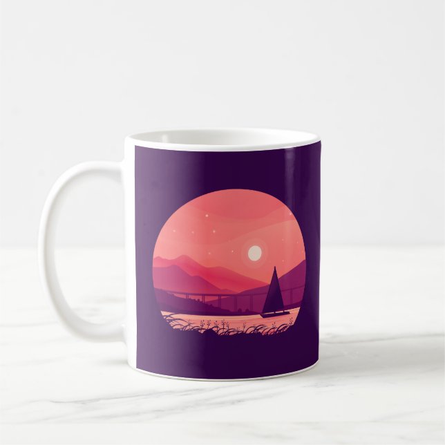 Einfache Atemberaubende Landschaft Sonnenuntergang Kaffeetasse (Links)