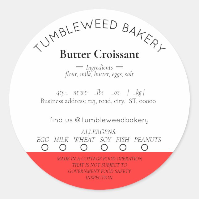 Einfache Aufkleber für das Lebensmittelrecht der H (Vorderseite)